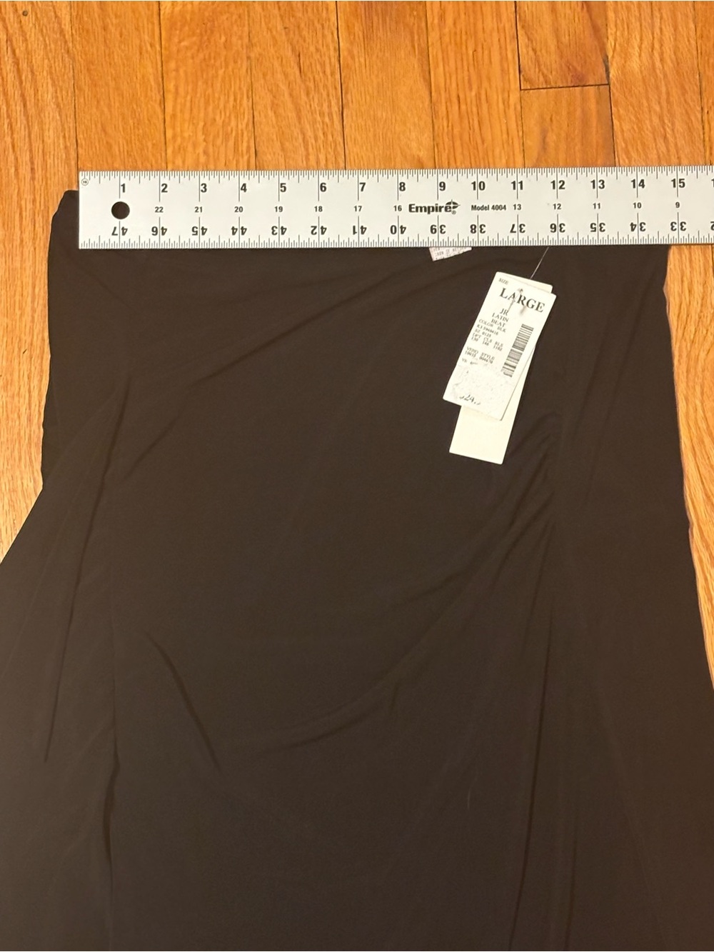 VTG 90s Necessary Objects Asymmetrical Ruched Midi Skirt Black Large NWT - Picture 6 of 8
